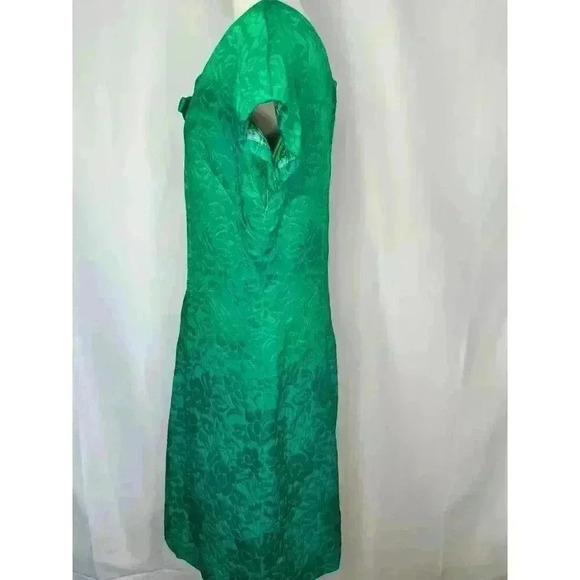 1960s Green Blue Silky Brocade Peck + Peck Cocktail Dress - Picture 8 of 13